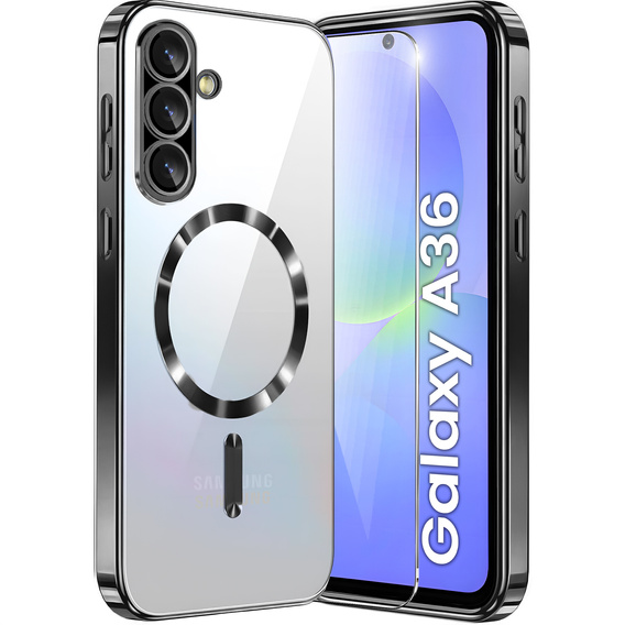Puzdro pre Samsung Galaxy A36, Electro MagSafe, čierne + sklo na displej