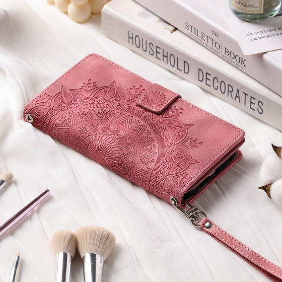 Klapkové puzdro pre Xiaomi Redmi Note 13 Pro 4G / Xiaomi Redmi Note 14S / Xiaomi Poco M6 Pro 4G, Mandala, ružové rose gold