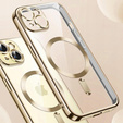 Puzdro pre iPhone 14 Plus, Electro MagSafe, zlaté + sklo na displej