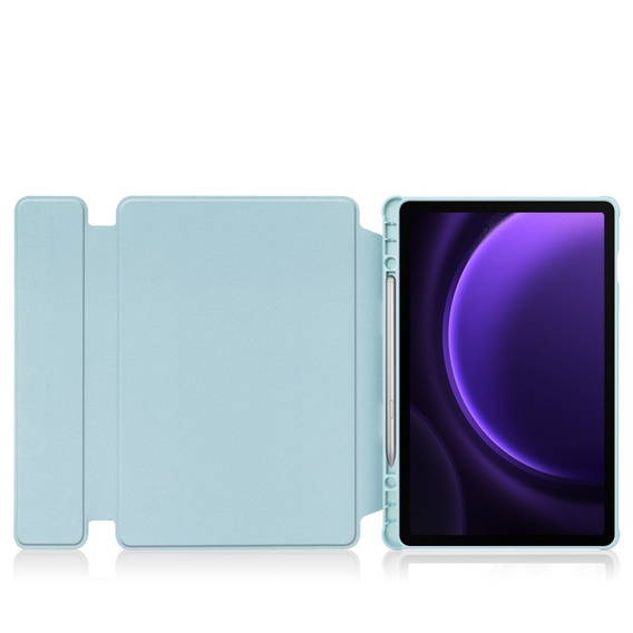 Puzdro s klávesnicou pre Samsung Galaxy Tab S9 FE+ Plus, Rotary 360° Leather, svetlomodré