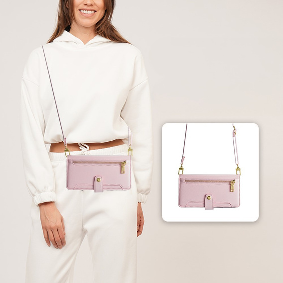 Klapkové puzdro pre Realme 14 Pro 5G, Wallet Zipper Pocket, ružové
