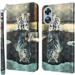 Klapkové puzdro pre Oppo A17, Wallet, Cat & Tiger