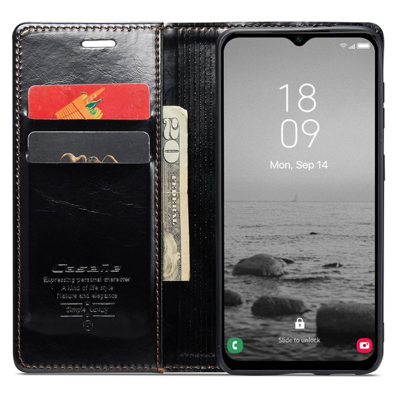 CASEME flipové puzdro pre Samsung Galaxy A34 5G, Waxy Textured, čierne
