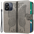 Klapkové puzdro pre Xiaomi Redmi 12C, Butterfly, sivé