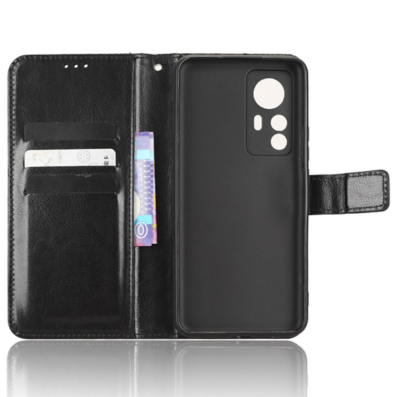 Klapkové puzdro pre Xiaomi 12T, Crazy Horse Wallet, čierne