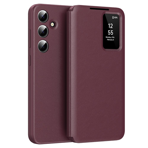 Flipové puzdro pre Samsung Galaxy S24 FE, Smart View Wallet, bordové