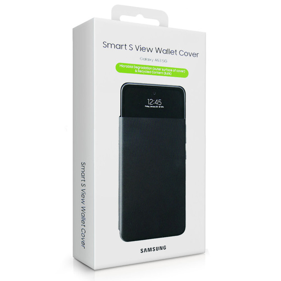 Originálne puzdro Samsung pre Galaxy A53 5G, S View Wallet Cover, čierne
