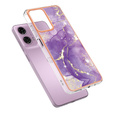 Ochranné puzdro pre Motorola Moto G24 / G24 Power / G04, Marble Slim Case, tmavo fialová