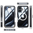 Puzdro pre iPhone 16, Shockproof, so sklom, pre MagSafe, čierne
