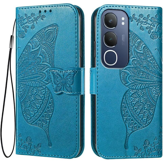 Klapkové puzdro pre Vivo Y19s, Butterfly, modré