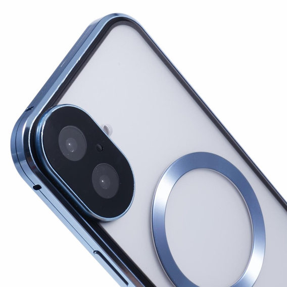 Magnetické puzdro Dual Glass MagSafe pre iPhone 16, modré