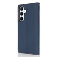Klapkové puzdro pre Samsung Galaxy S25, Litchi Skin Grain, tmavomodré