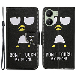 Klapkové puzdro pre Xiaomi Redmi 13C / Poco C65, Wallet, Don't Touch My Phone, čierne