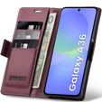 Puzdro pre Samsung Galaxy A36, ERBORD Glossy Litchi, flipová peňaženka, červené