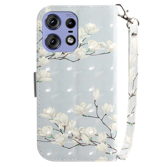 Klapkové puzdro pre Motorola Edge 50 Pro 5G, Wallet, Magnolia Flowers sivé