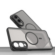 Puzdro pre Samsung Galaxy S25 Edge, Kickstand Matt Case, pre MagSafe, čierne + sklo na displej
