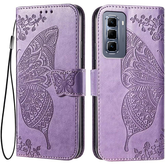 Klapkové puzdro pre Infinix Hot 50 Pro 4G, Butterfly, fialové