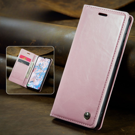 CASEME flipové puzdro pre Samsung Galaxy A14 5G, Waxy Textured, ružové