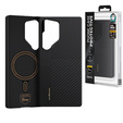 Puzdro BENKS Kevlar pre Samsung Galaxy S25 Ultra, pre MagSafe, Carbon Fiber, čierne