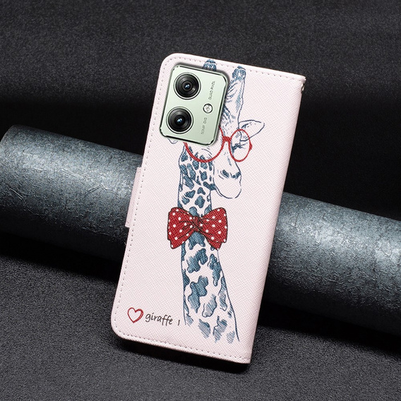 Klapkové puzdro pre Motorola Moto G54 5G, Wallet, giraffe, ružové