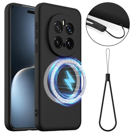Obal na mobil pre Honor Magic7 Pro 5G, Silicone MagSafe, čierne