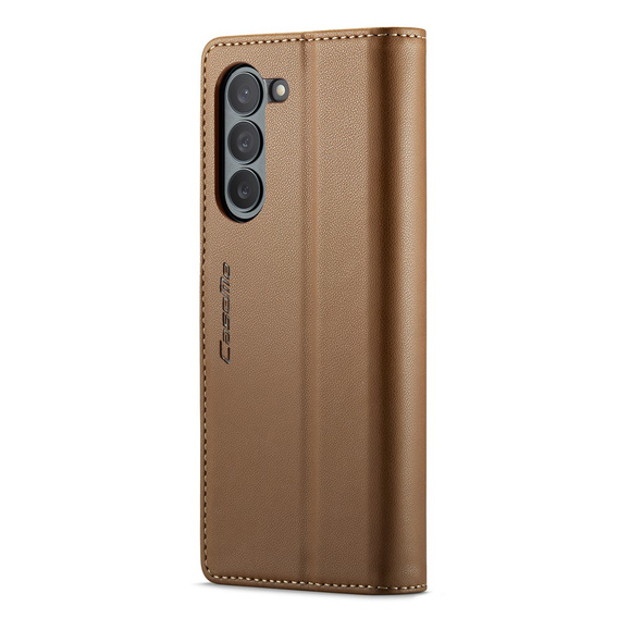 CASEME flipové puzdro pre Samsung Galaxy Z Fold6 5G, Litchi Wallet, hnedé