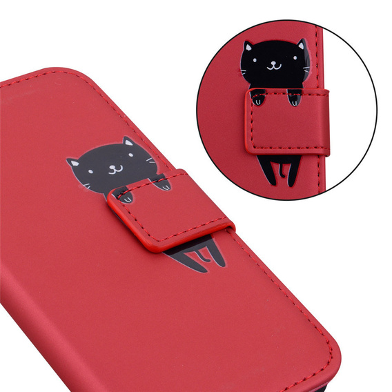 Klapkové puzdro pre Xiaomi Redmi Note 8 Pro, Wallet Cat, červené