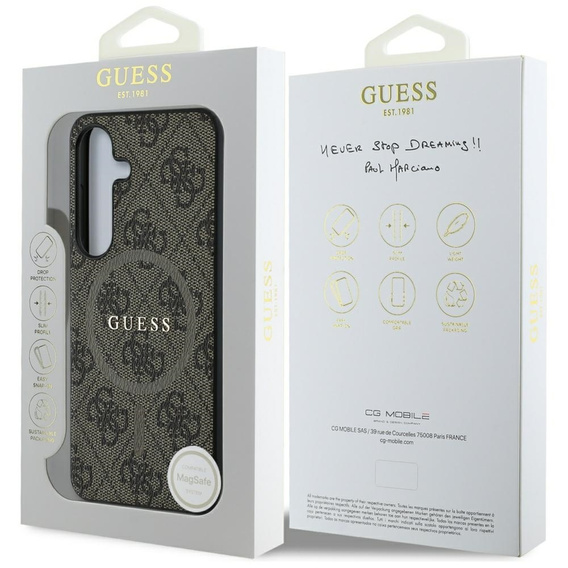 GUESS Obal na mobil pre Samsung Galaxy S25, 4G Ring Classic Logo, hnedé