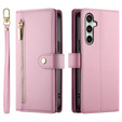 Klapkové puzdro pre Samsung Galaxy S24 FE, Wallet Zipper Pocket, ružové