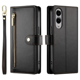 Klapkové puzdro pre Samsung Galaxy S25 Edge, Wallet Zipper Pocket, čierne