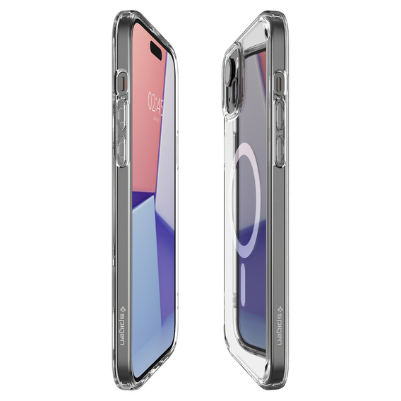 Puzdro MagSafe Spigen pre iPhone 15, Ultra Hybrid, transparentné / biele + tvrdené sklo 9H
