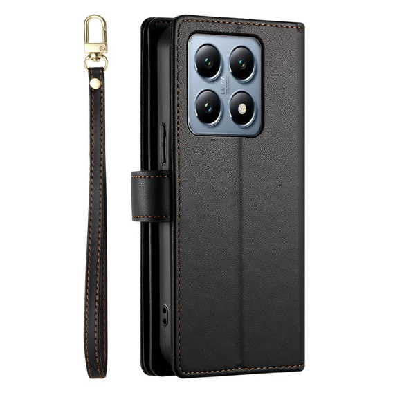 Klapkové puzdro pre Xiaomi 14T Pro, Wallet Zipper Pocket, čierne