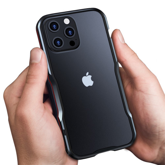 Puzdro LUPHIE pre iPhone 13 Pro Max, Armor Bumper, čierna / červená