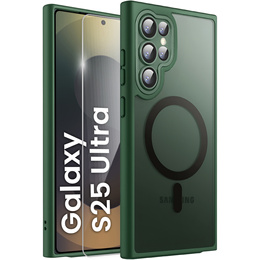 Puzdro pre Samsung Galaxy S25 Ultra, pre MagSafe, ERBORD Matt Case, zelený + sklo na displej