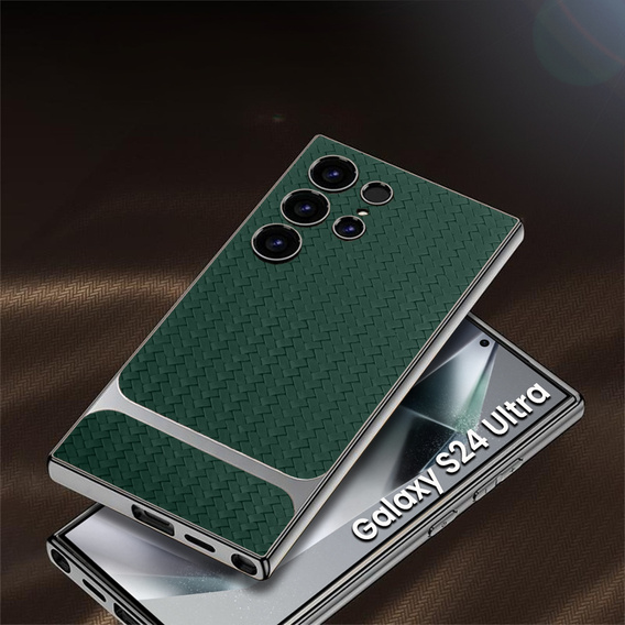 Puzdro pre Samsung Galaxy S24 Ultra, GKK Woven Leather, zelený