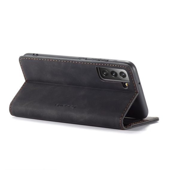 CASEME puzdro pre Samsung Galaxy S22+ Plus 5G, Leather Wallet Case, čierne
