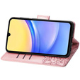 Klapkové puzdro pre Samsung Galaxy A15, Butterfly Flower, ružové rose gold + 9H sklo 