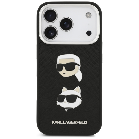 Karl Lagerfeld Grained Karl & Choupette Heads Pins & Logo Case pre iPhone 17 Pro