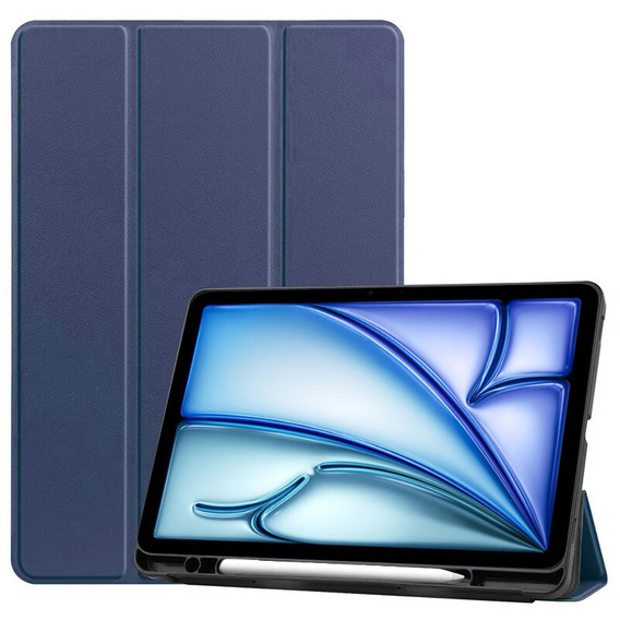 Puzdro pre iPad Pro 11 2024, Smartcase s priestorom pre stylus, tmavomodré