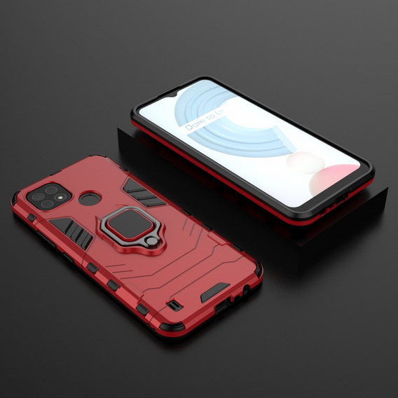 Obal na mobil pre Realme C21, Kickstand Ring, červené
