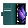 Puzdro pre Oppo Reno 13F / Oppo Reno 13FS, ERBORD Glossy Litchi, flipová peňaženka, zelený