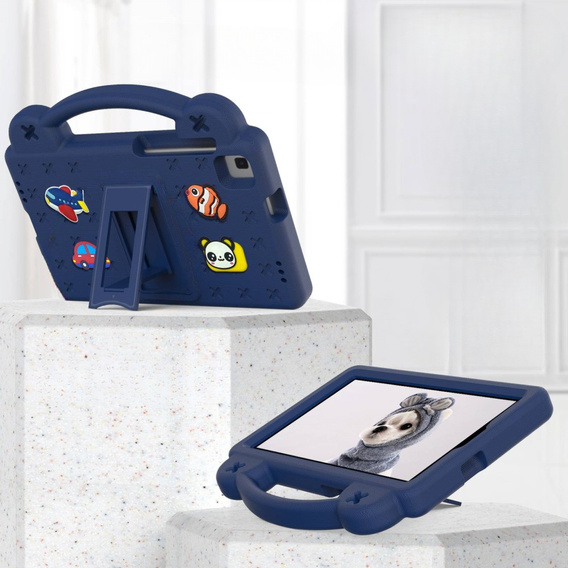 Detské puzdro pre Samsung Galaxy Tab A7 Lite 8.7 T220/T225, Cute Patterns, so stojanom, tmavomodré