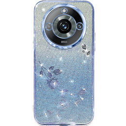 Puzdro pre Realme 11 Pro 5G / Pro+ 5G, Glitter Flower, modré