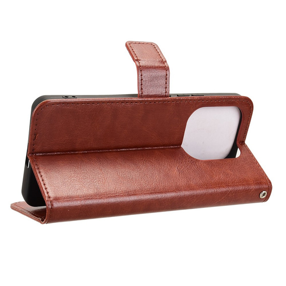 Klapkové puzdro pre Xiaomi Redmi Note 14 4G, Crazy Horse Wallet, hnedé