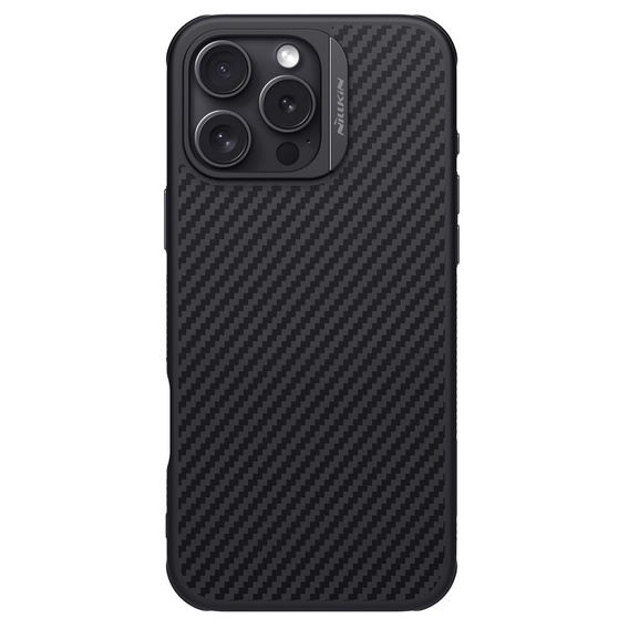 Puzdro pre iPhone 16 Pro Max, pancierované Nillkin, Carbon Fiber, pre Magsafe, čierne