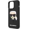 Karl Lagerfeld Obal na mobil pre iPhone 13 Pro, 3D Rubber Karl's Head, čierne