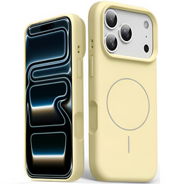 Silikónové puzdro pre iPhone 17 Pro Max, pre MagSafe, proti nárazom, žlté