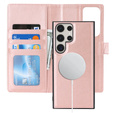 Puzdro s chlopňou pre Samsung Galaxy S23 Ultra, peňaženkové, pre MagSafe, ružové rose gold
