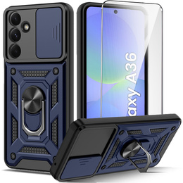 Pancierované puzdro pre Samsung Galaxy A36, CamShield Slide, modré + tvrdené sklo 9H
