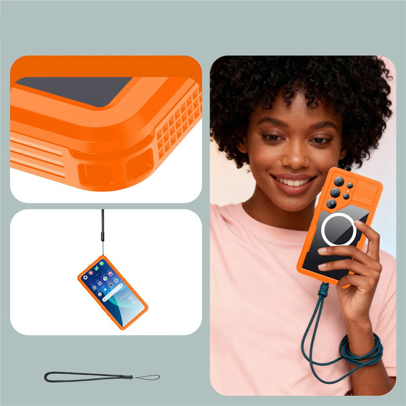 Redpepper MagSafe vodotesné puzdro pre Samsung Galaxy S26 Ultra, oranžové